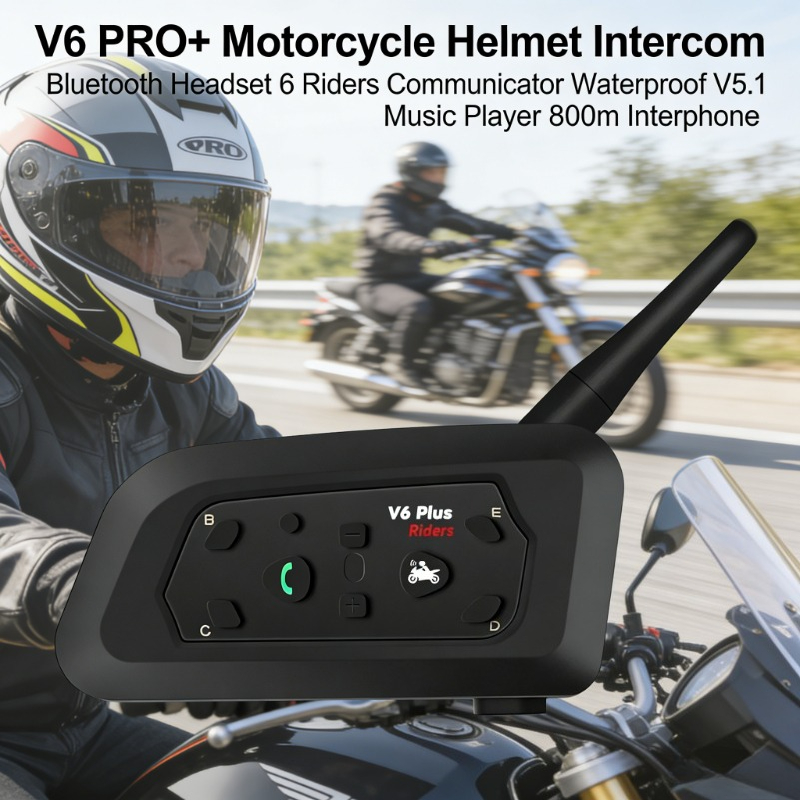 Intercom Headset Helmet - V6 PRO+ Waterproof BT5.1 Motorcycle Helmet