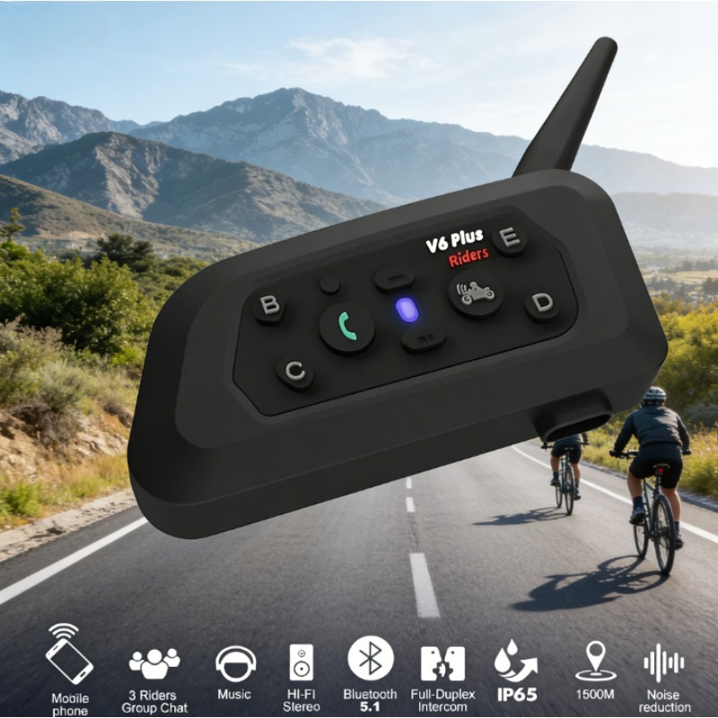 V6 PRO+ 6 Riders Waterproof Mo - đánh giá và giá Intercom Headset Helmet